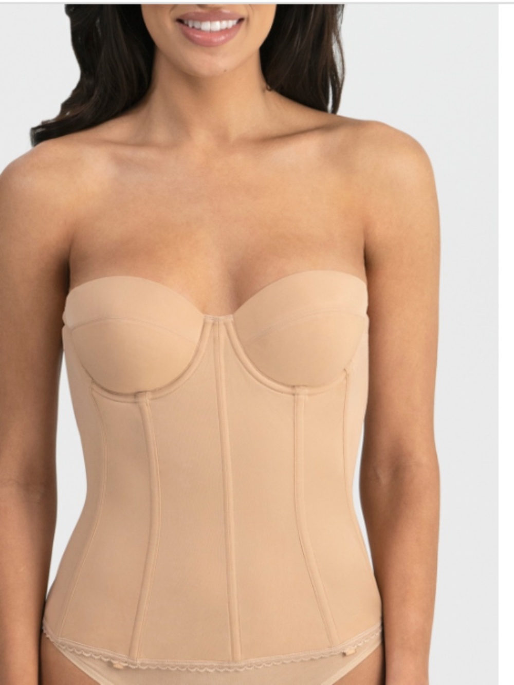 Dominique Brianna Low Back Strapless Longline Bra, 8980 - Mocha